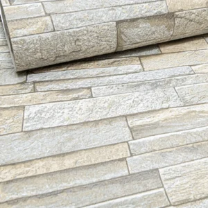 Grey Beige Rustic Brick 3D Effect Wallpaper