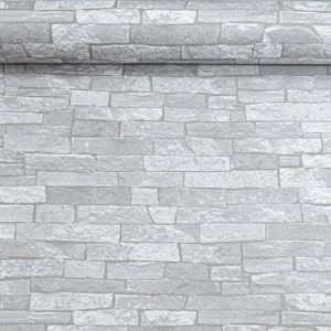 Light Grey Rustic Brick Textured 3D Effect Wallpaper