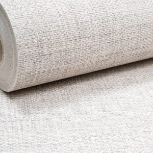 Plain Beige Linen Effect Metallic Wallpaper