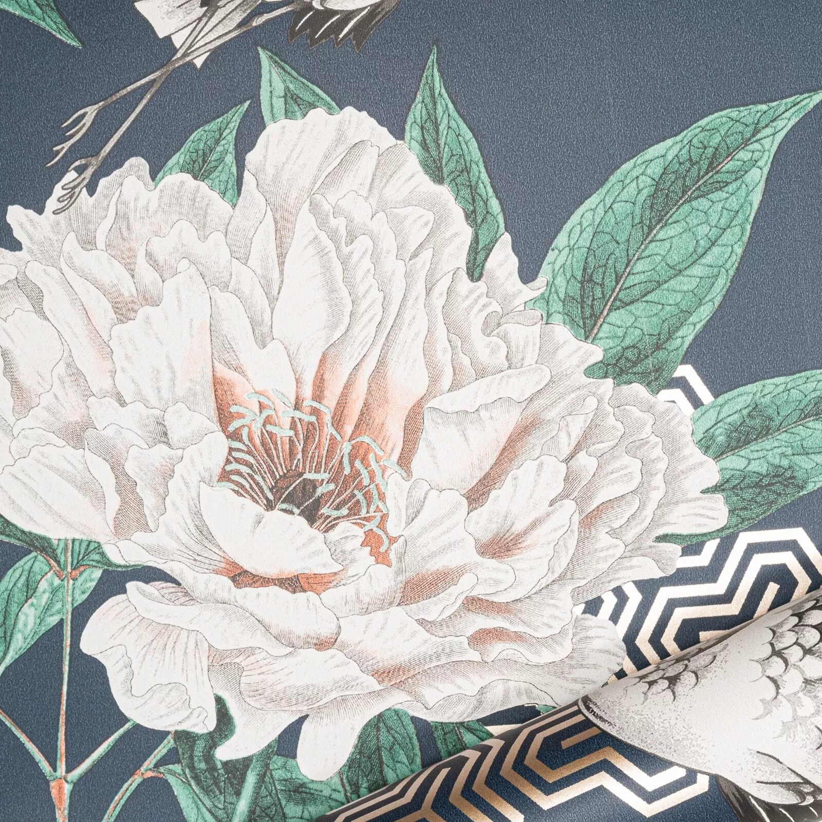 Navy Blue Floral Wallpaper - Image 5