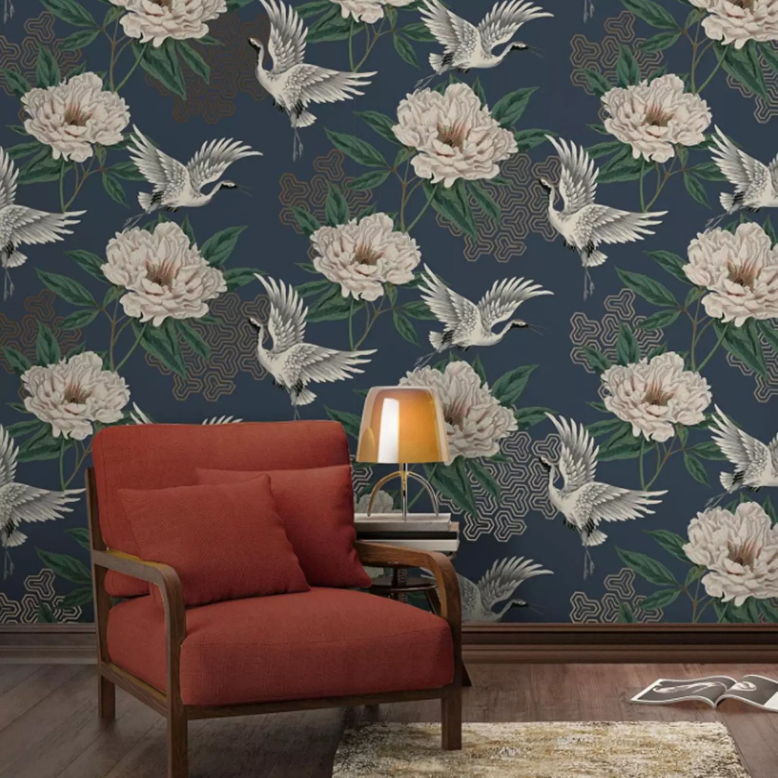 Navy Blue Floral Wallpaper - Image 6
