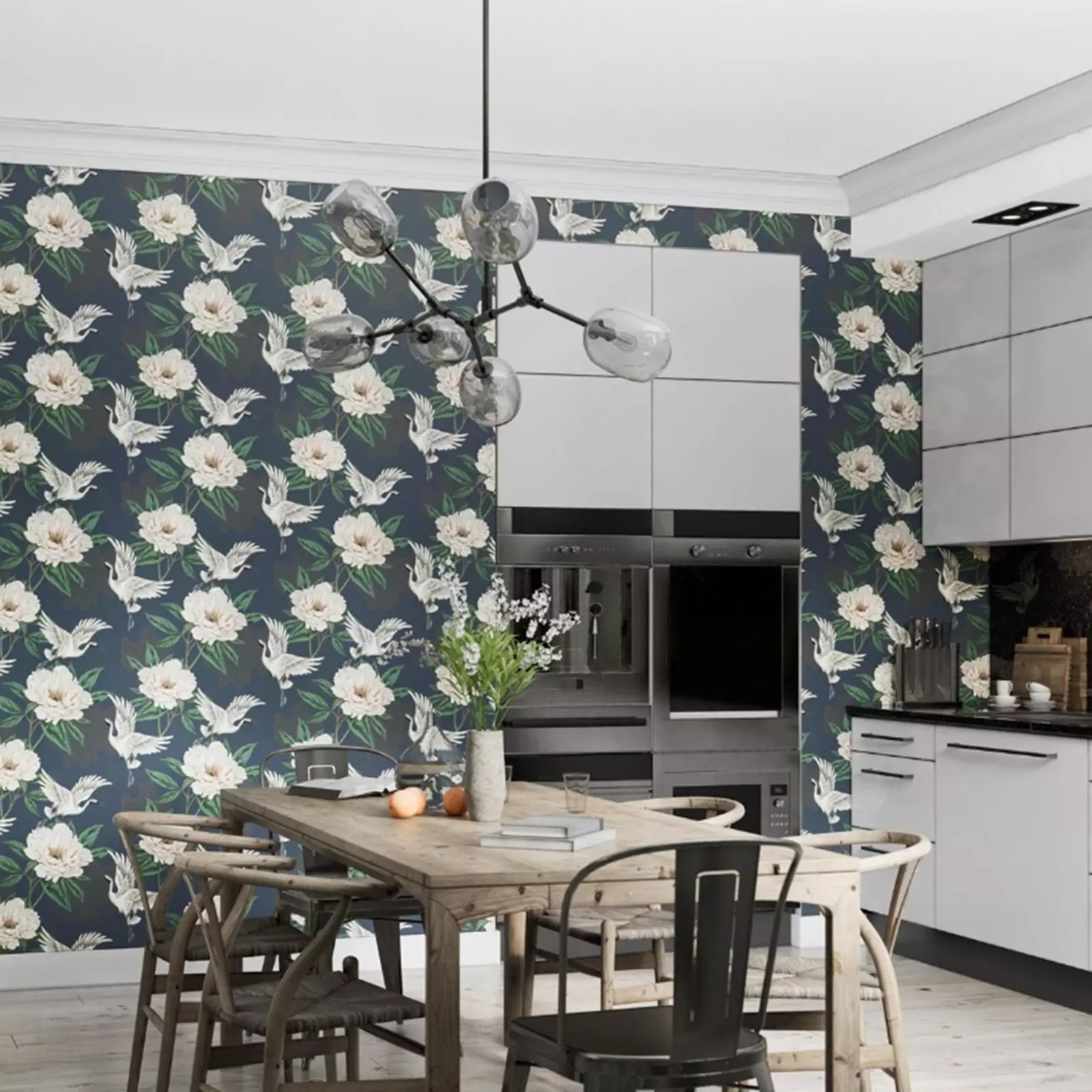 Navy Blue Floral Wallpaper - Image 8