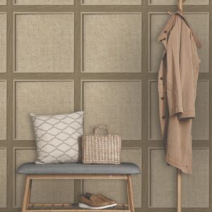 Rasch 3D Walnut Oak Panelled Wallpaper