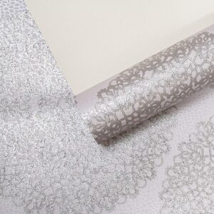 Taupe Silver Metallic Damask Shimmer Effect Wallpaper