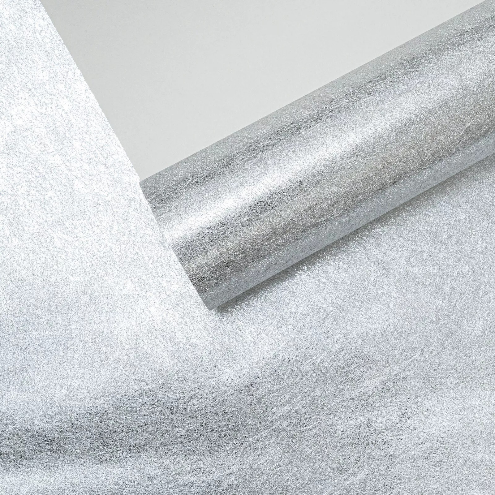 Plain Silver Sienna Texture Foil Metallic Effect Wallpaper - Image 4