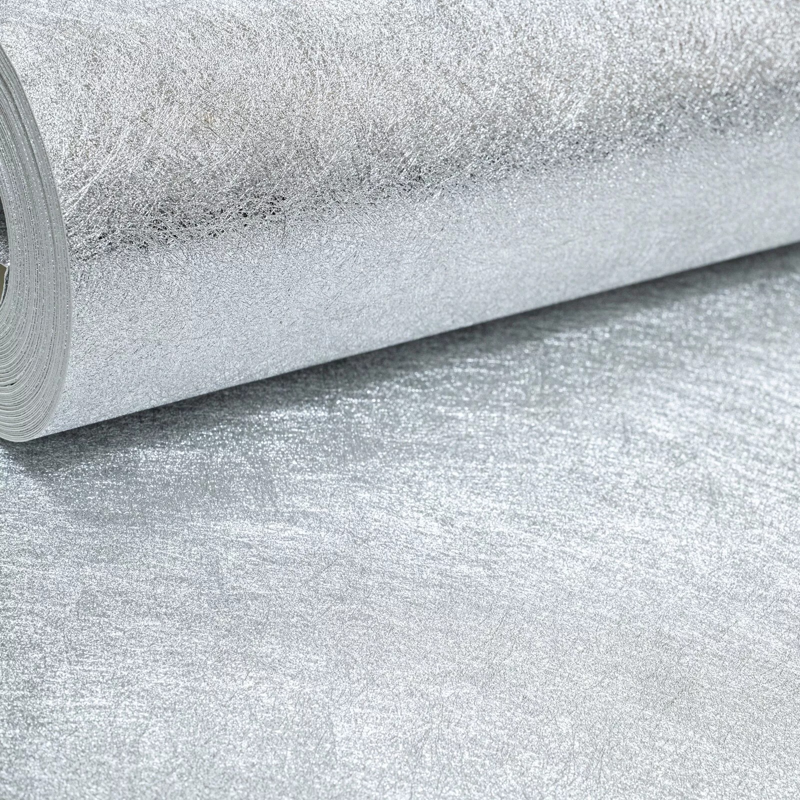 Plain Silver Sienna Texture Foil Metallic Effect Wallpaper - Image 5