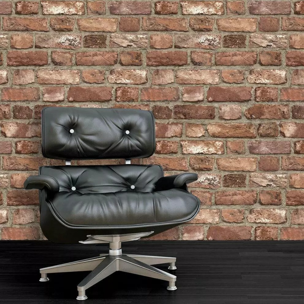 Realistic 3D Red Vintage House Brick Textured Wallpaper - Image 2