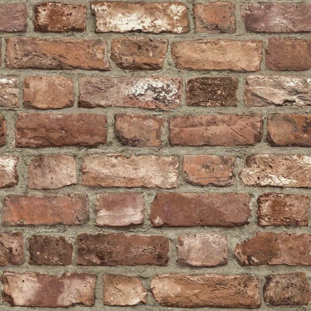 Realistic 3D Red Vintage House Brick Textured Wallpaper - Image 3