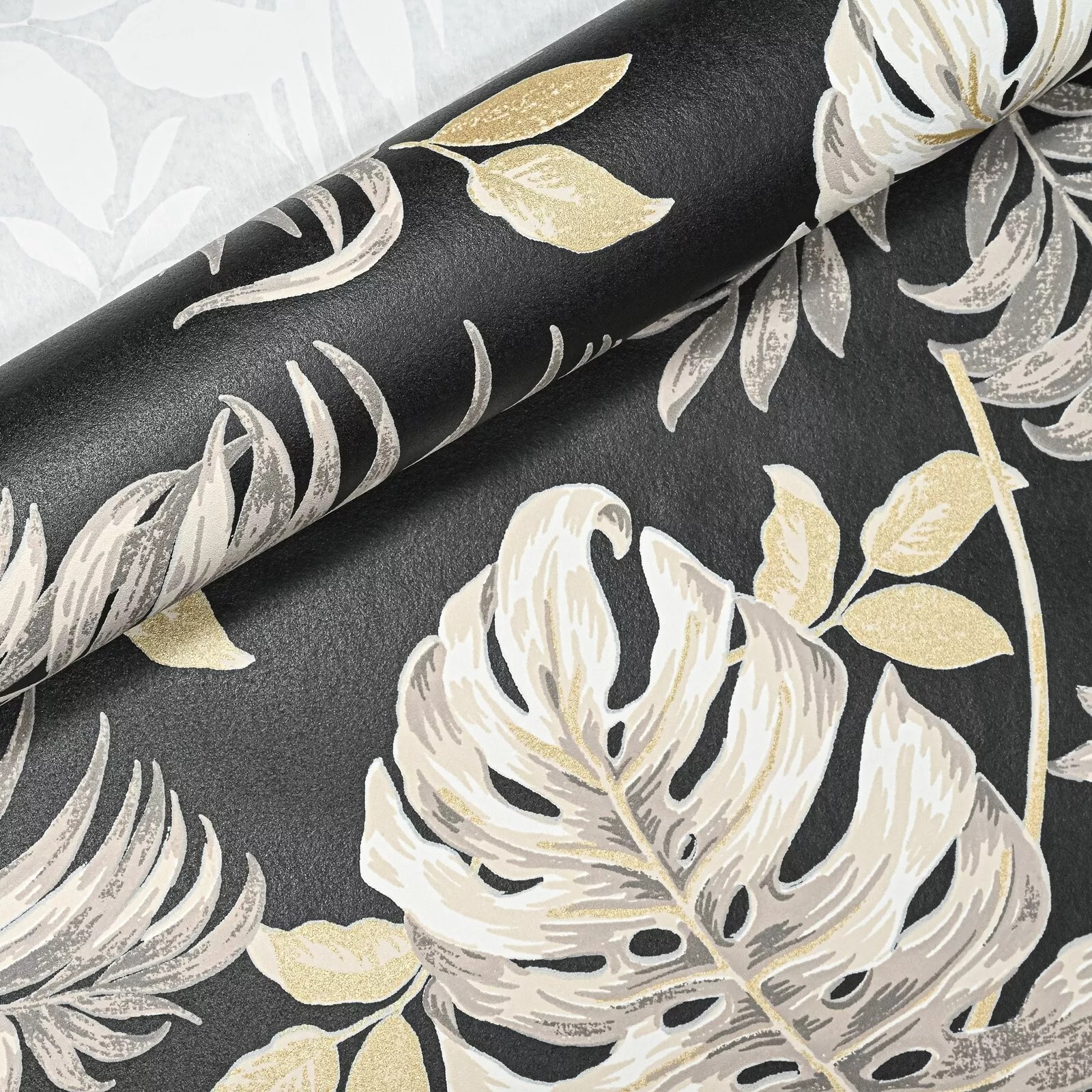 Black Floral Textured Slightly Imperfect Wallpaper - Image 3
