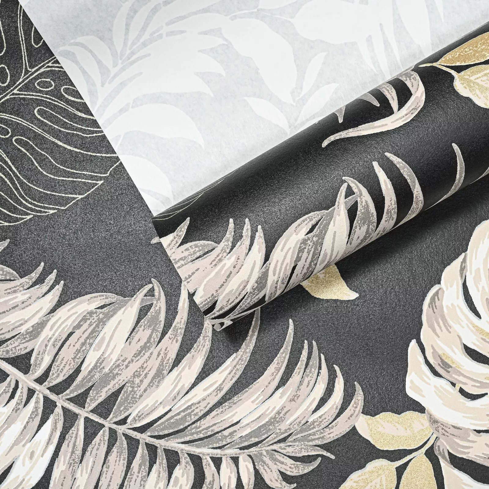 Black Floral Textured Slightly Imperfect Wallpaper - Image 4
