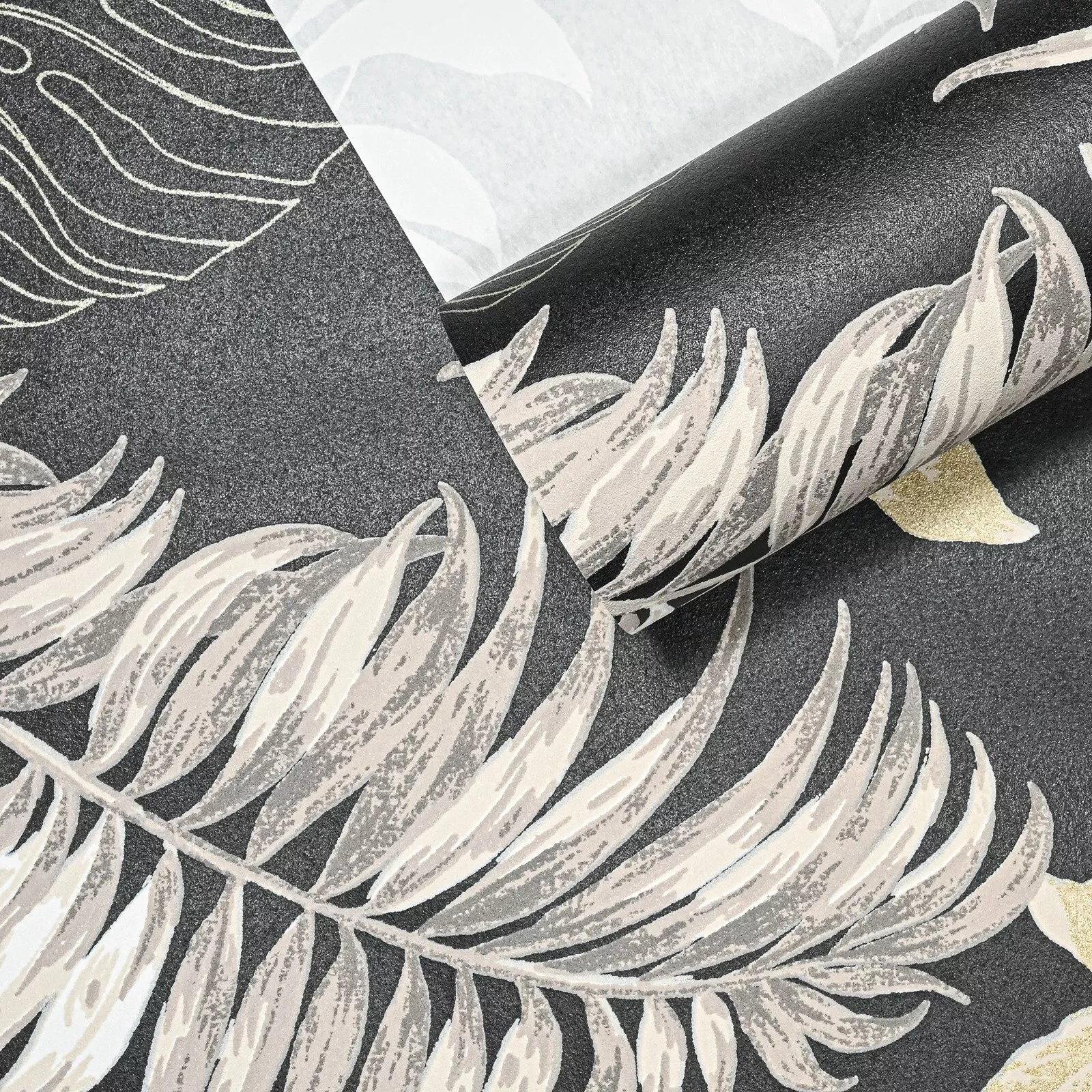 Black Floral Textured Slightly Imperfect Wallpaper - Image 5