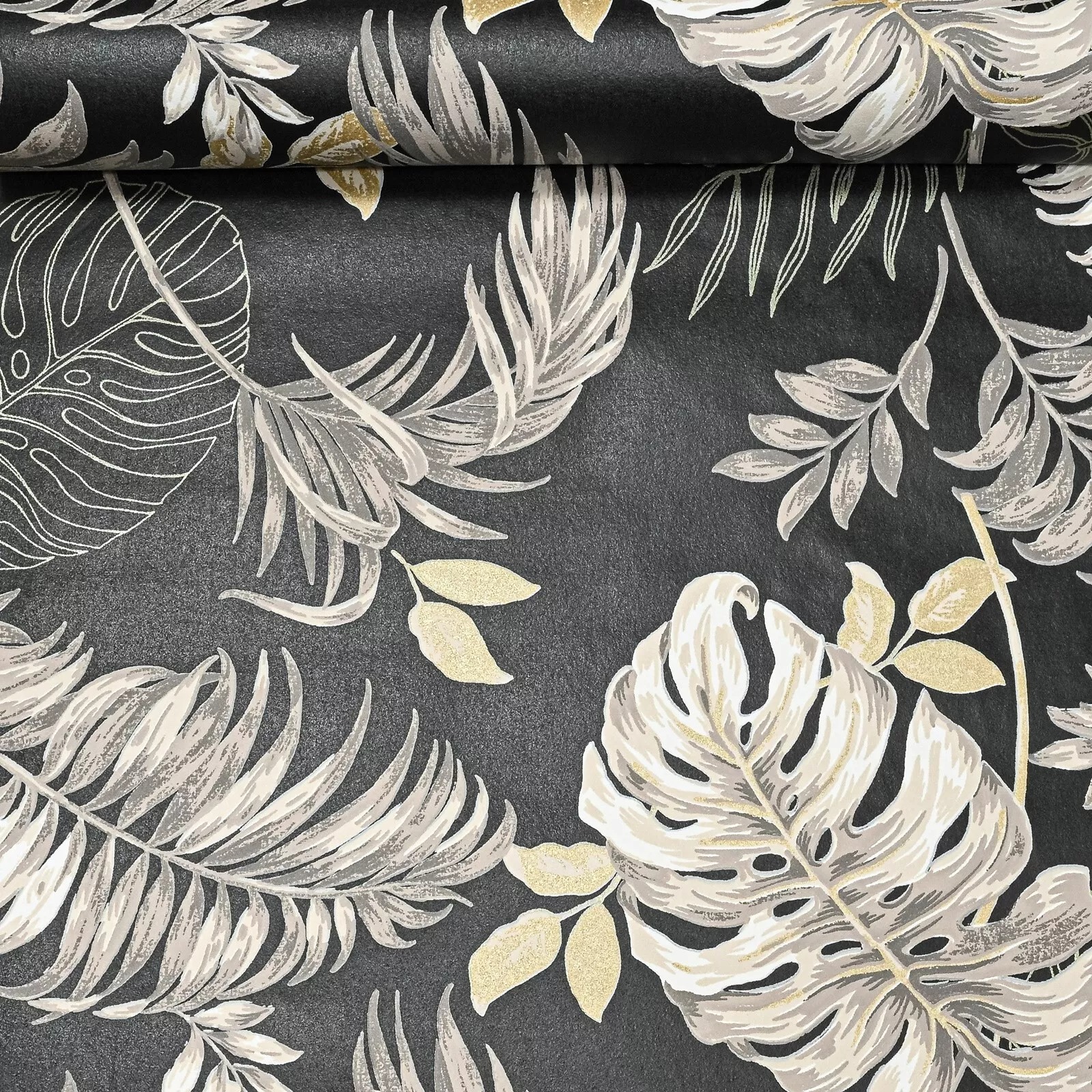Black Floral Textured Slightly Imperfect Wallpaper - Image 6