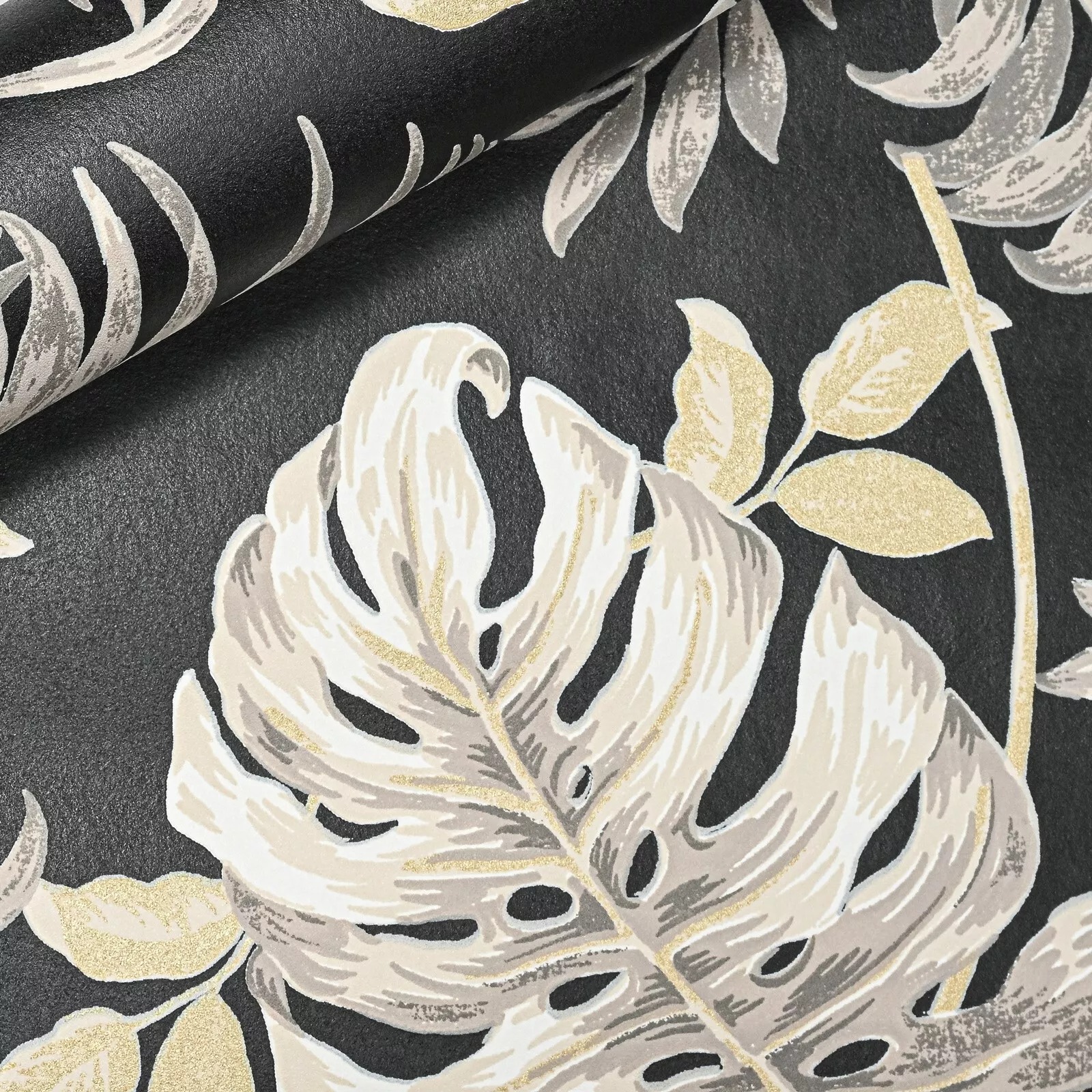 Black Floral Textured Slightly Imperfect Wallpaper - Image 8