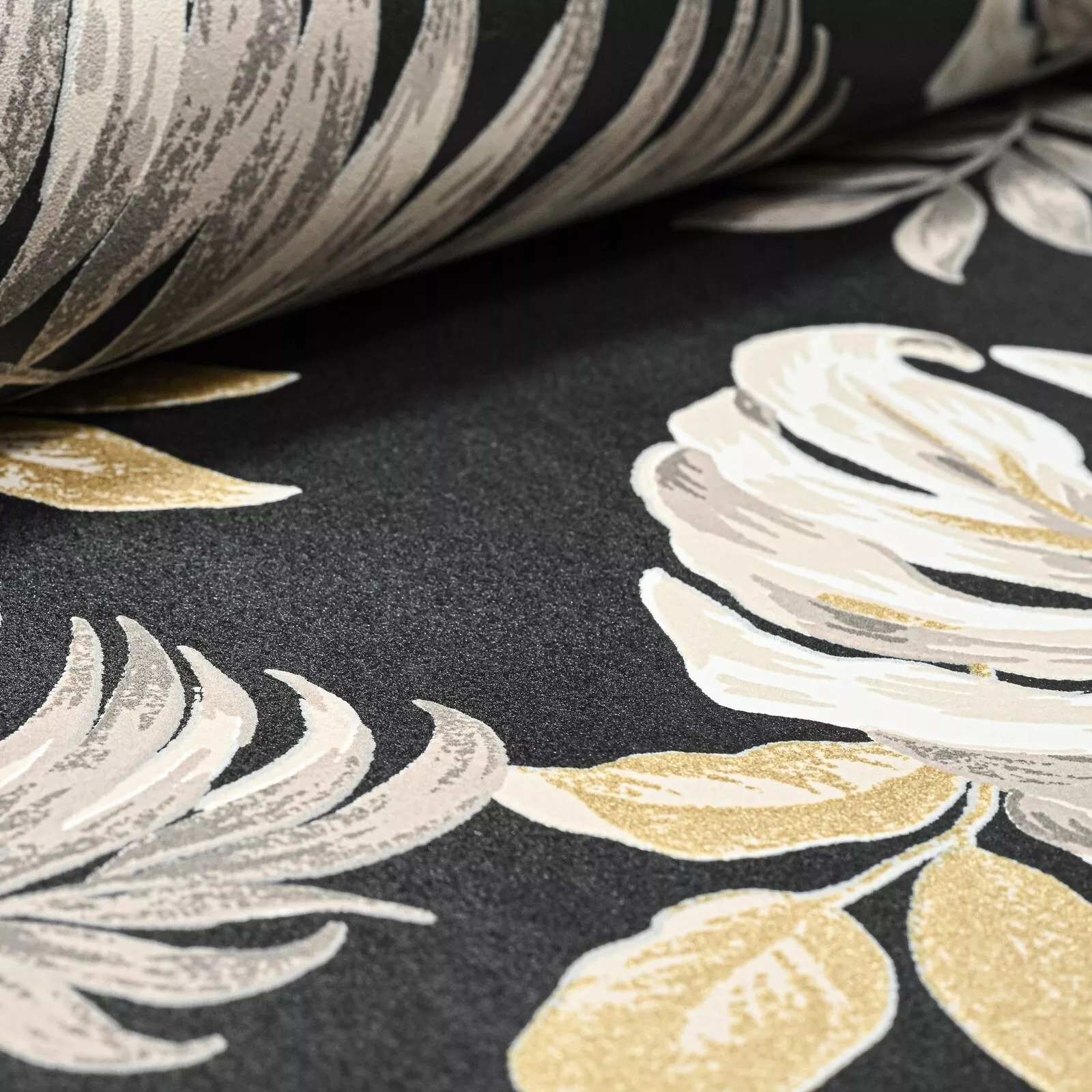 Black Floral Textured Slightly Imperfect Wallpaper - Image 10