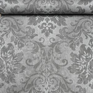 Charcoal Damask Silver Glitter Shimmer Textured Slight Imperfect Wallpaper