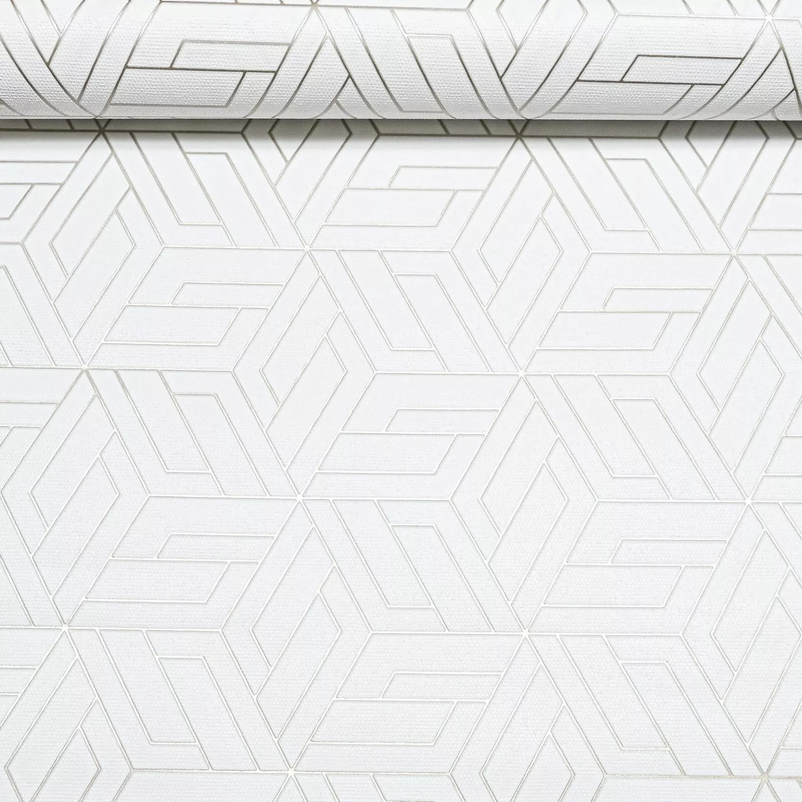 White Metallic Gold Geometric Textured Shimmer Slightly Imperfect Wallpaper - Image 8