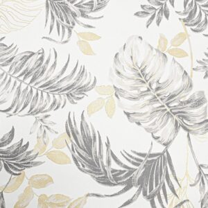 Grey Gold Floral Wallpaper Metallic Shimmer Textured Slightly Imperfect Feature