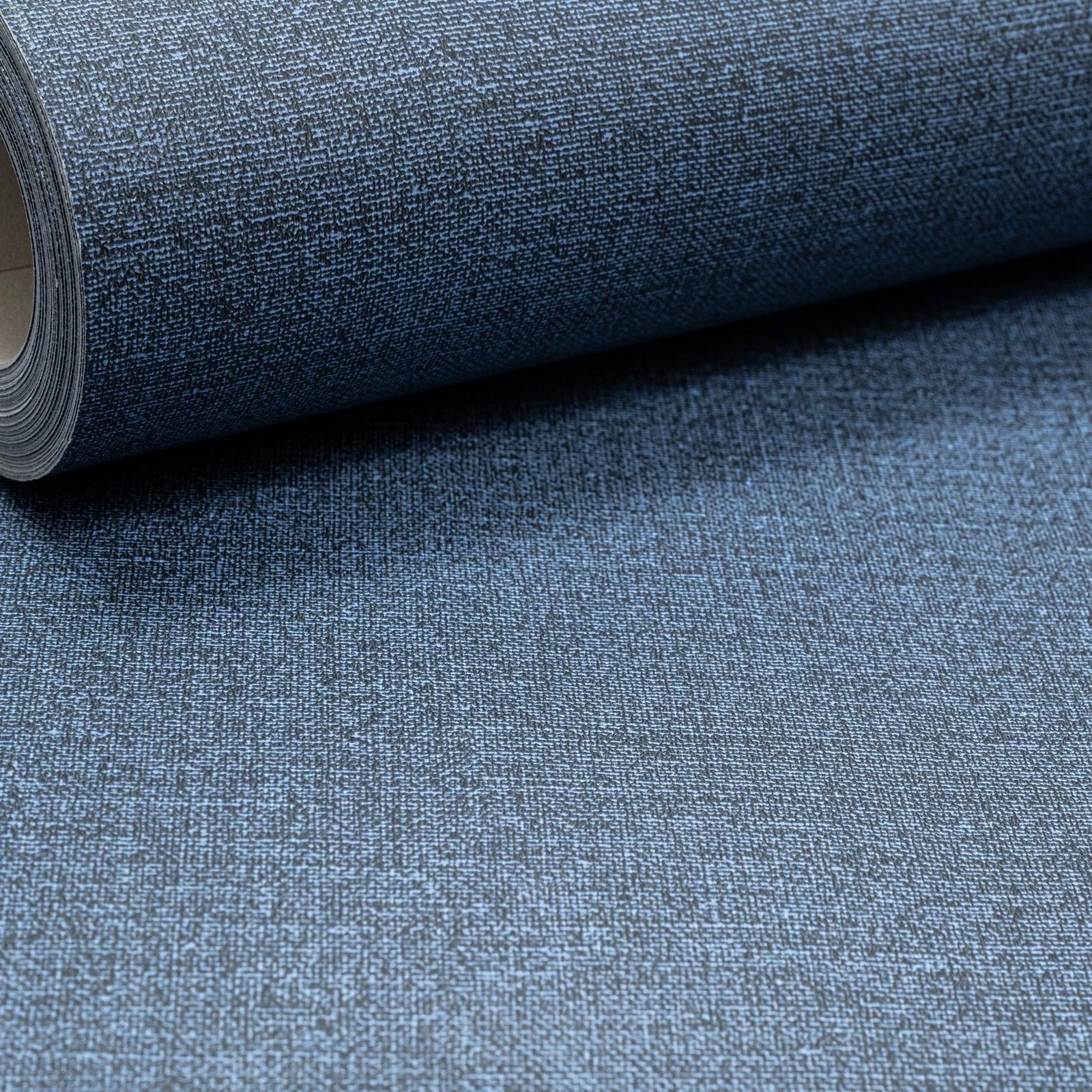 Plain Blue Linen Effect Wallpaper - Image 2