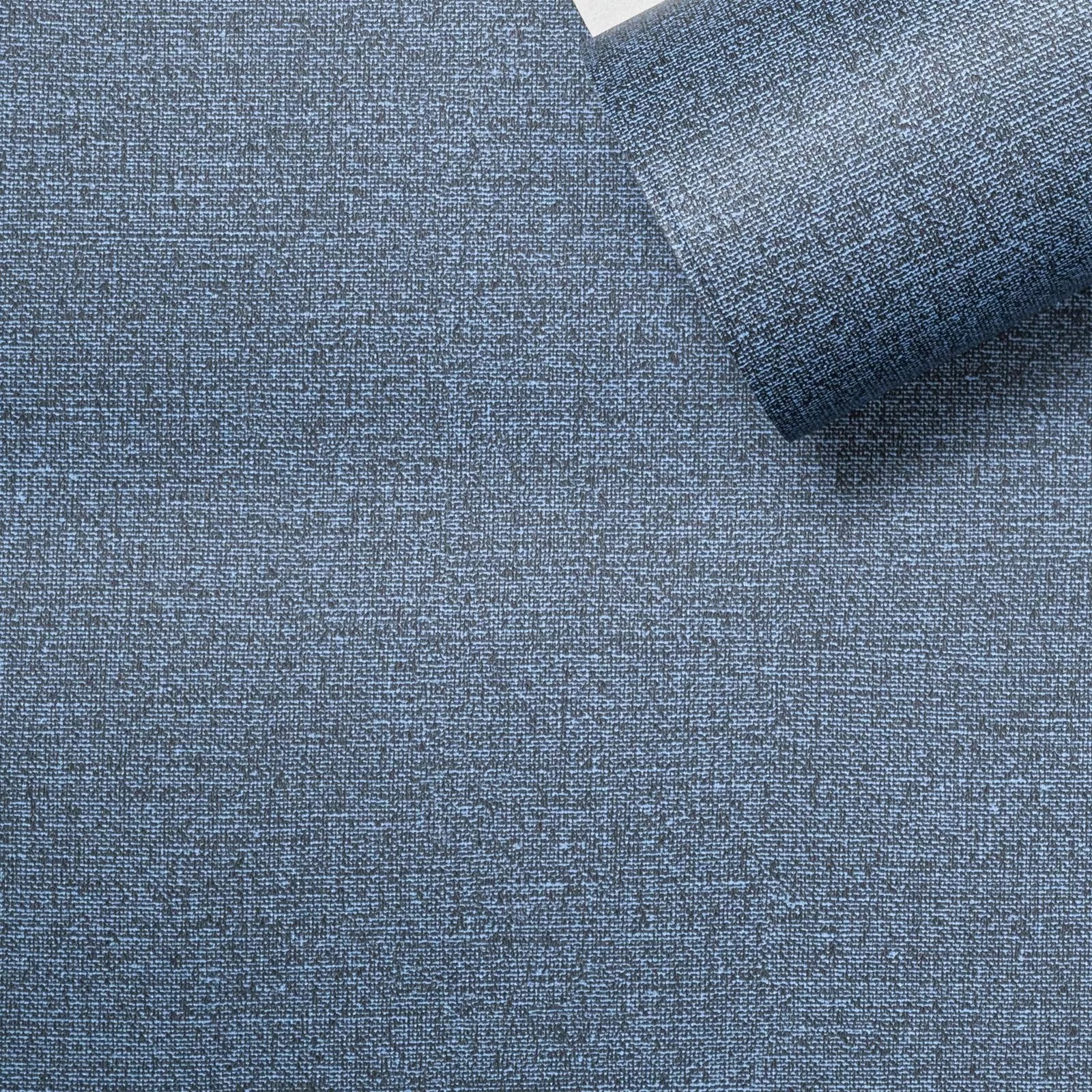Plain Blue Linen Effect Wallpaper - Image 4