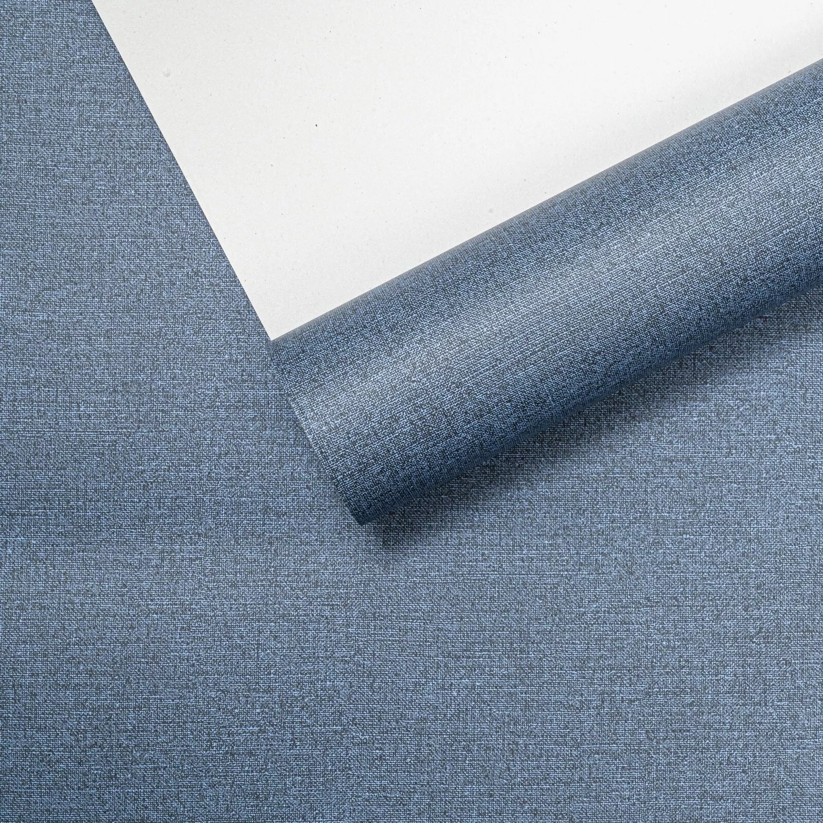 Plain Blue Linen Effect Wallpaper - Image 6