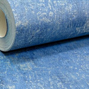 Plain Distressed Dark Blue Texture Wallpaper