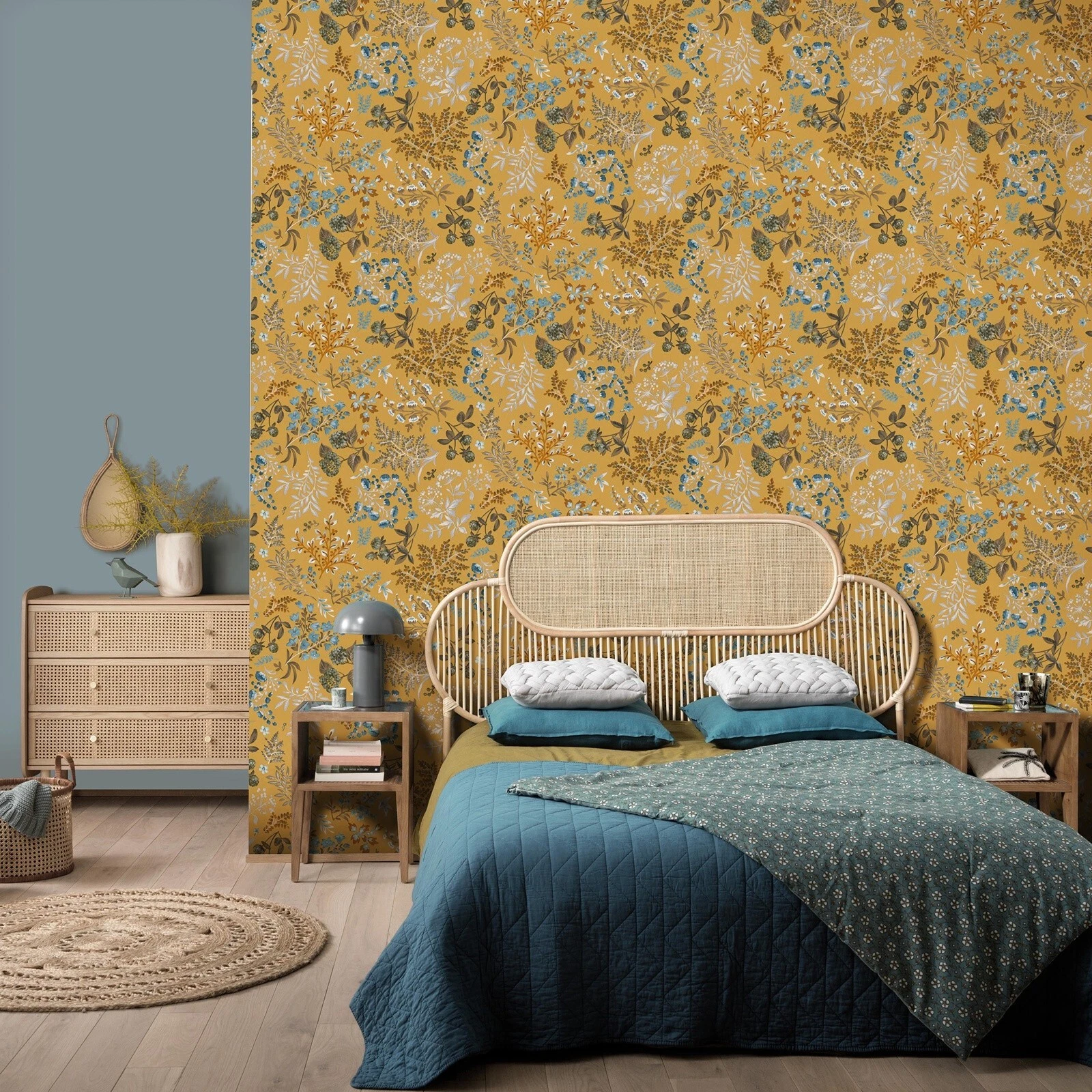 Yellow Floral Cottage Ochre Wallpaper - Image 7