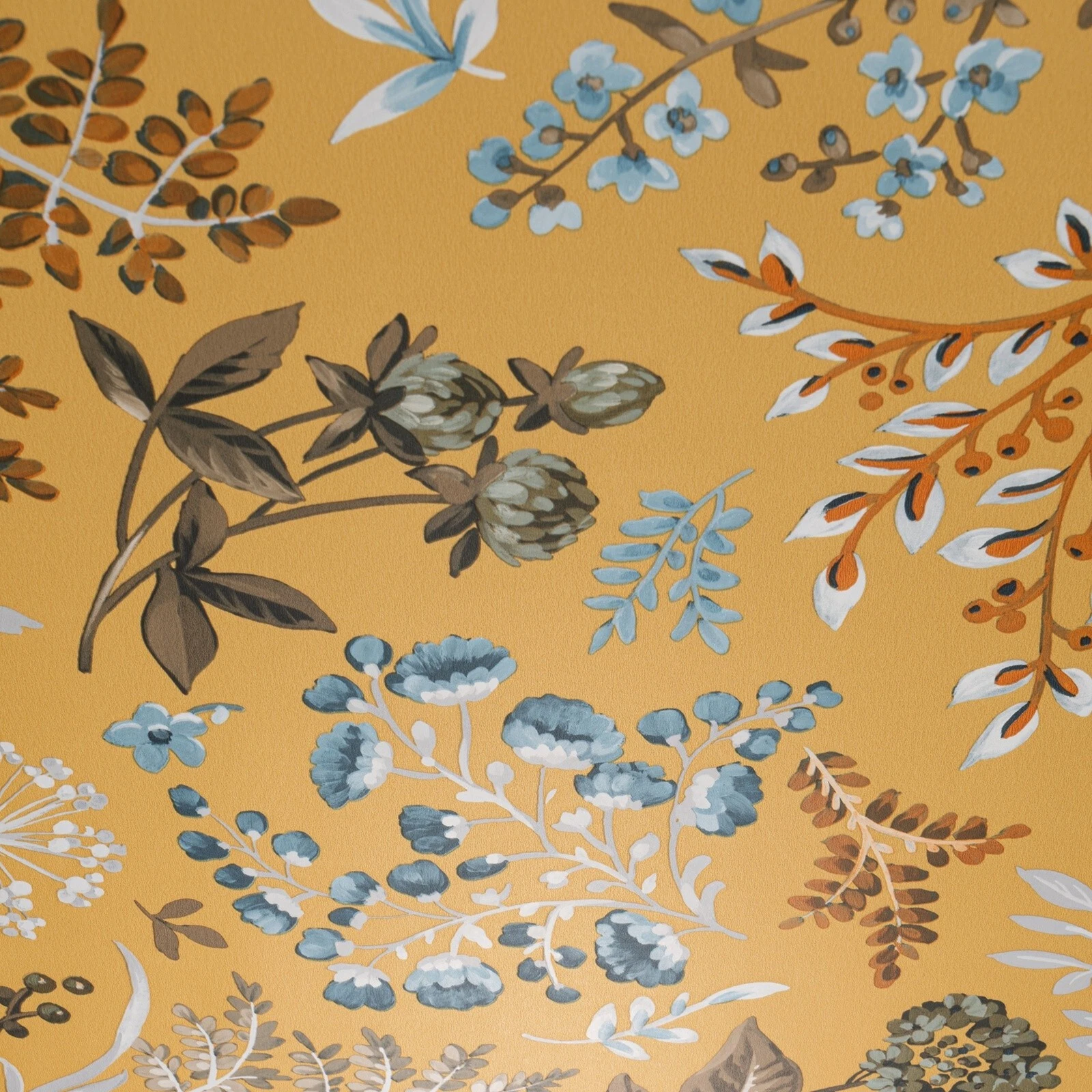 Yellow Floral Cottage Ochre Wallpaper - Image 4