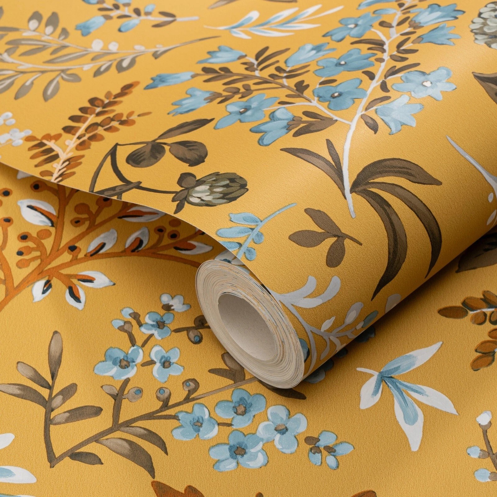 Yellow Floral Cottage Ochre Wallpaper - Image 3