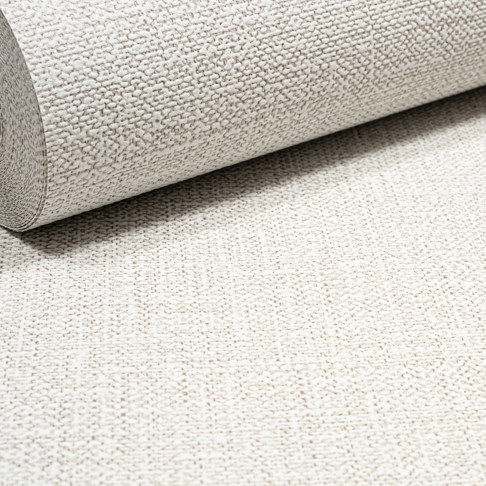 Grey Beige Tones Linen Effect Textured Non-Woven Vinyl Wallpaper - Image 4