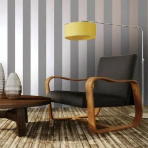 Grey Rose Gold Metallic Stripe Wallpaper