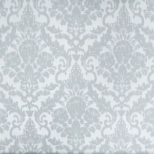 Silver Grey Glitter Damask Floral 3D Effect Wallpaper
