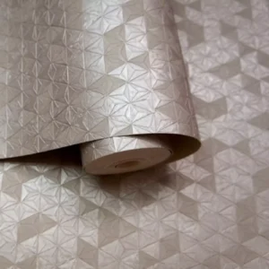 Taupe Metallic Geometric Wallpaper