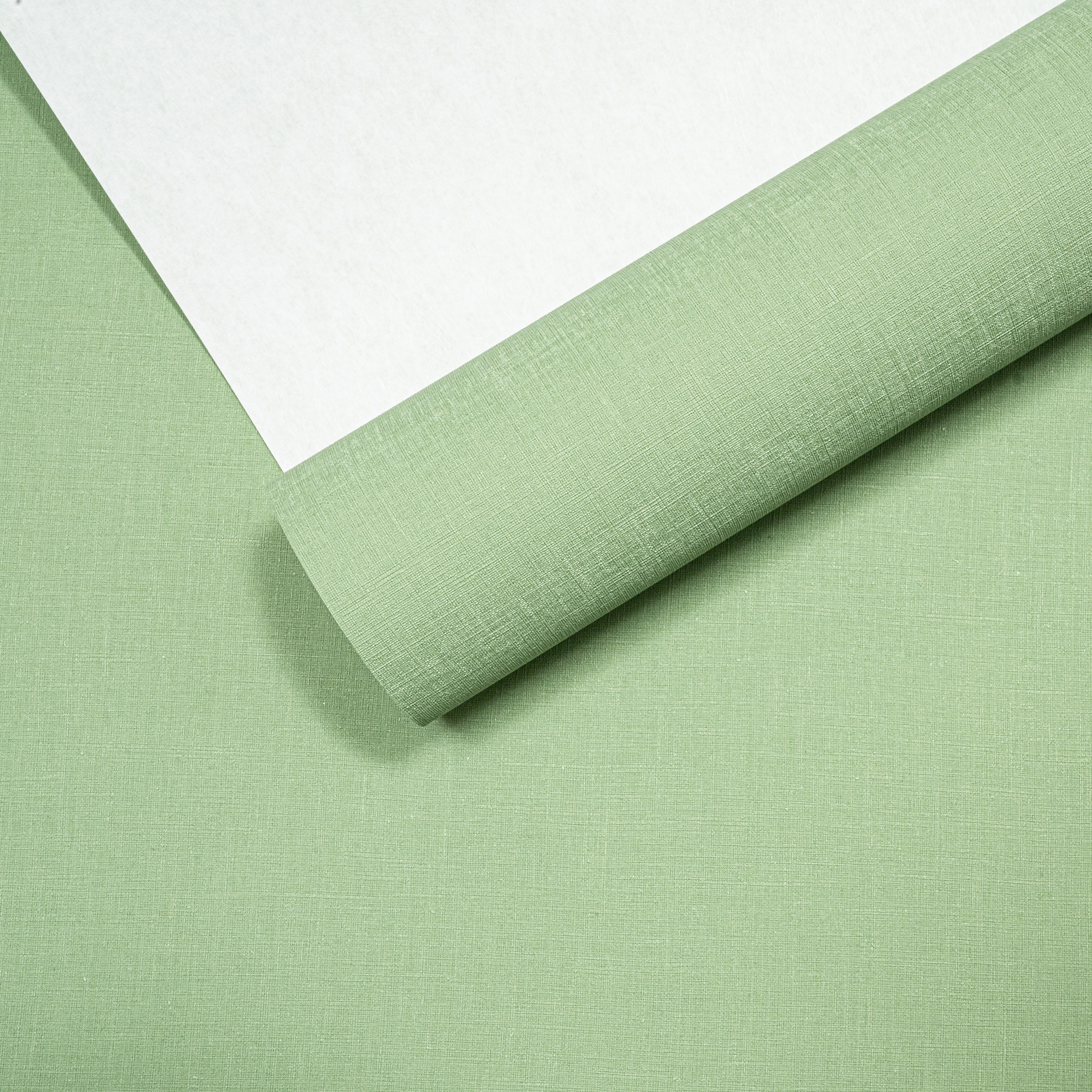 Plain Green Linen Effect Wallpaper - Image 8