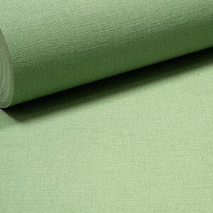 Plain Green Linen Effect Wallpaper