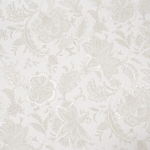 White Beige Floral Damask Wallpaper