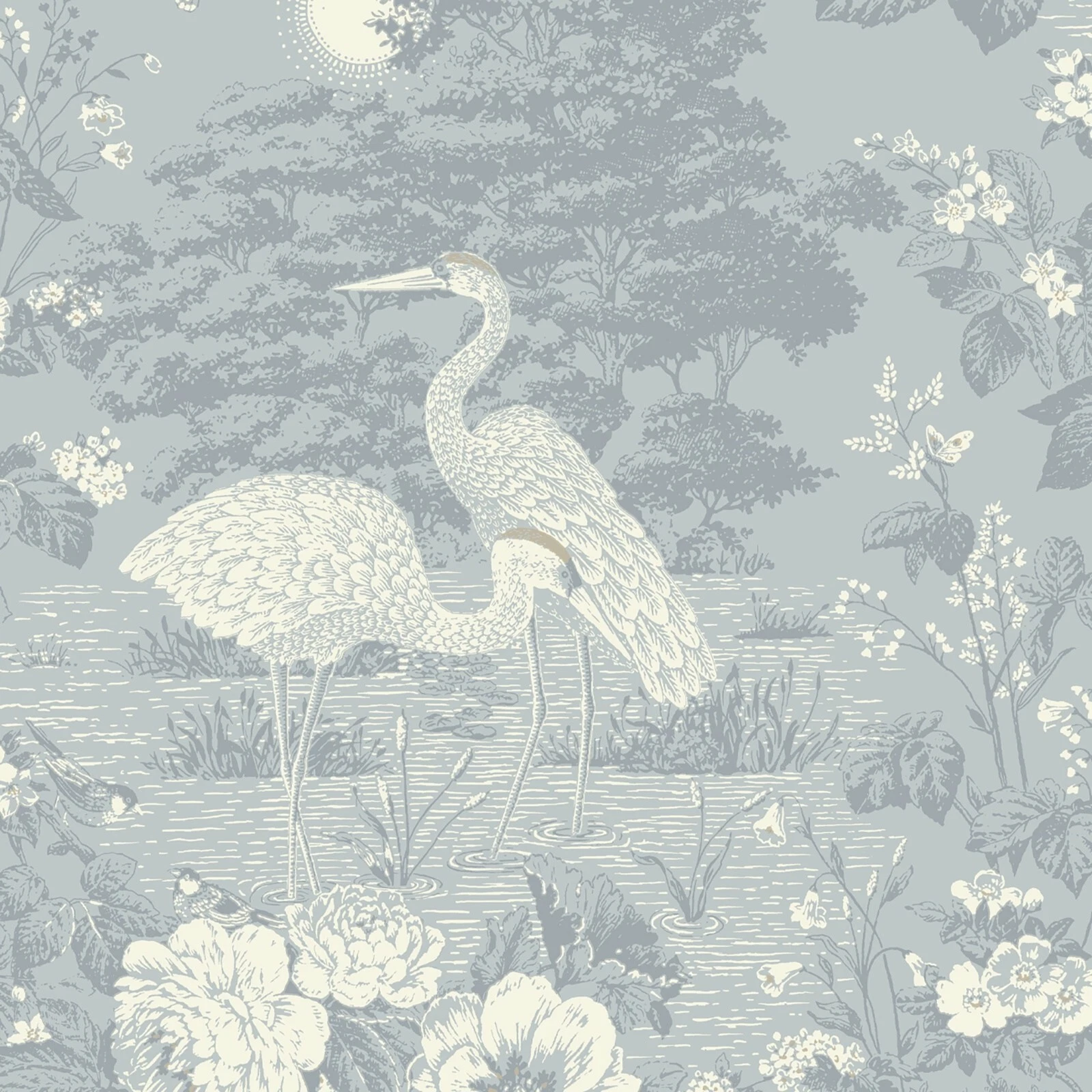 Blue Floral White Craines - Image 3