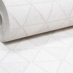 White Textured Geometric Wallpaper