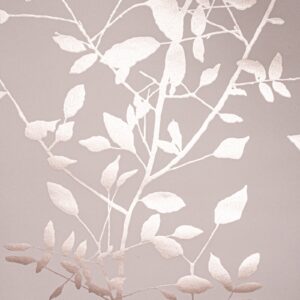 Purple Grey Mix Floral Rose Metallic Shimmer Wallpaper