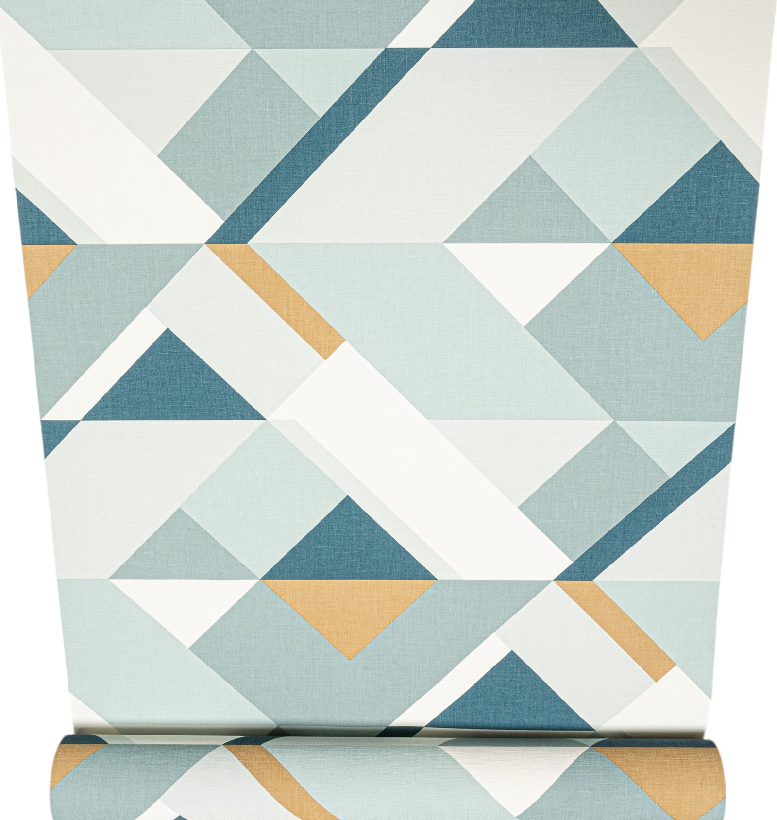 Rasch Geometric Blue White Brown Vinyl Wallpaper - 533118 - Image 2