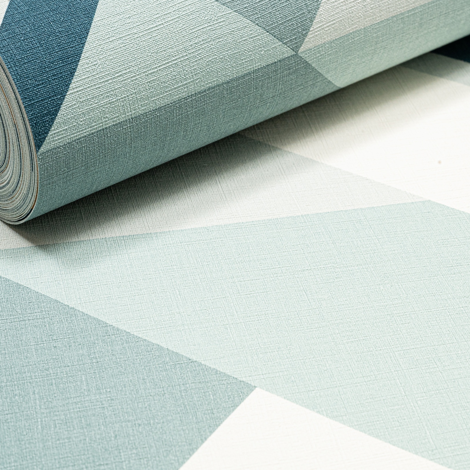 Rasch Geometric Blue White Brown Vinyl Wallpaper - 533118 - Image 3