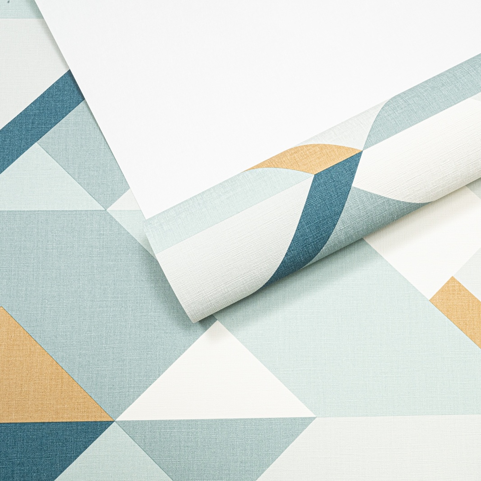 Rasch Geometric Blue White Brown Vinyl Wallpaper - 533118 - Image 8