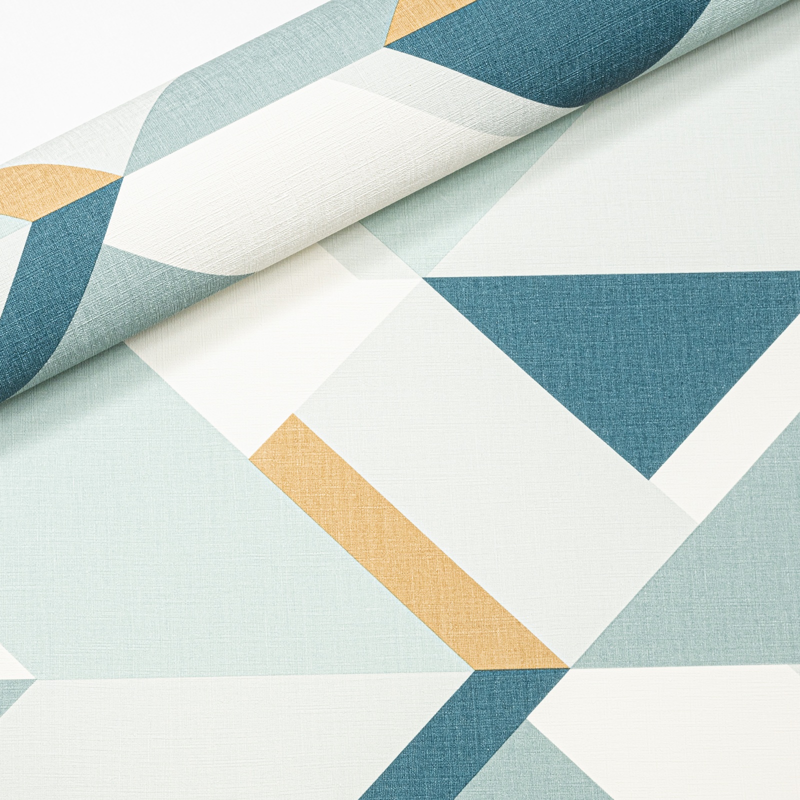 Rasch Geometric Blue White Brown Vinyl Wallpaper - 533118 - Image 7