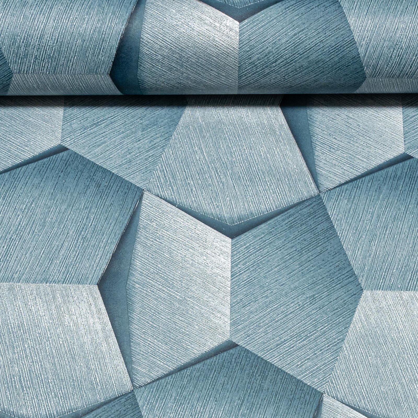 Blue 3D Geometric Effect Slightly Imperfect Wallpaper - Image 5