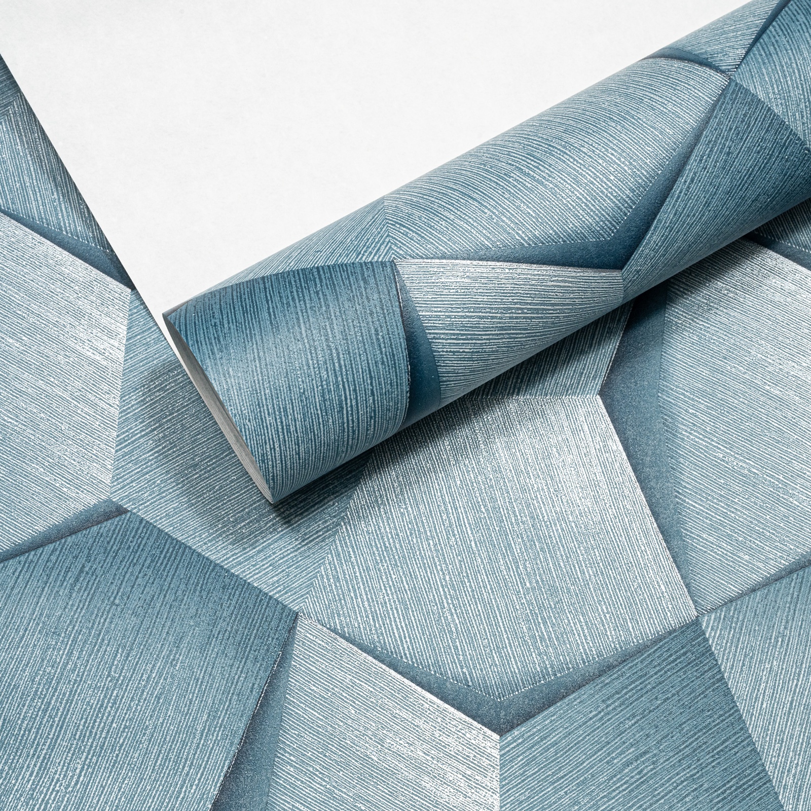 Blue 3D Geometric Effect Slightly Imperfect Wallpaper - Image 4