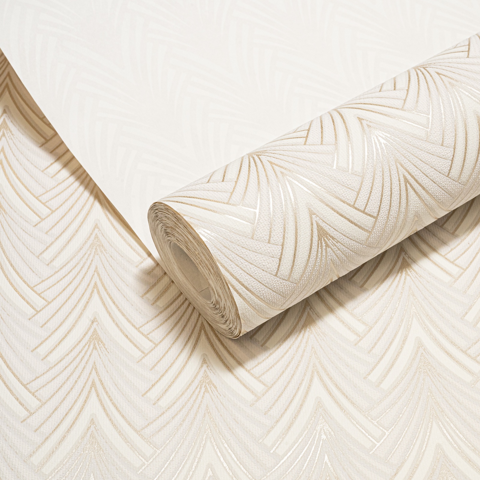Cream Gold Geometric Metallic Shimmer Slightly Imperfect Wallpaper - Image 6