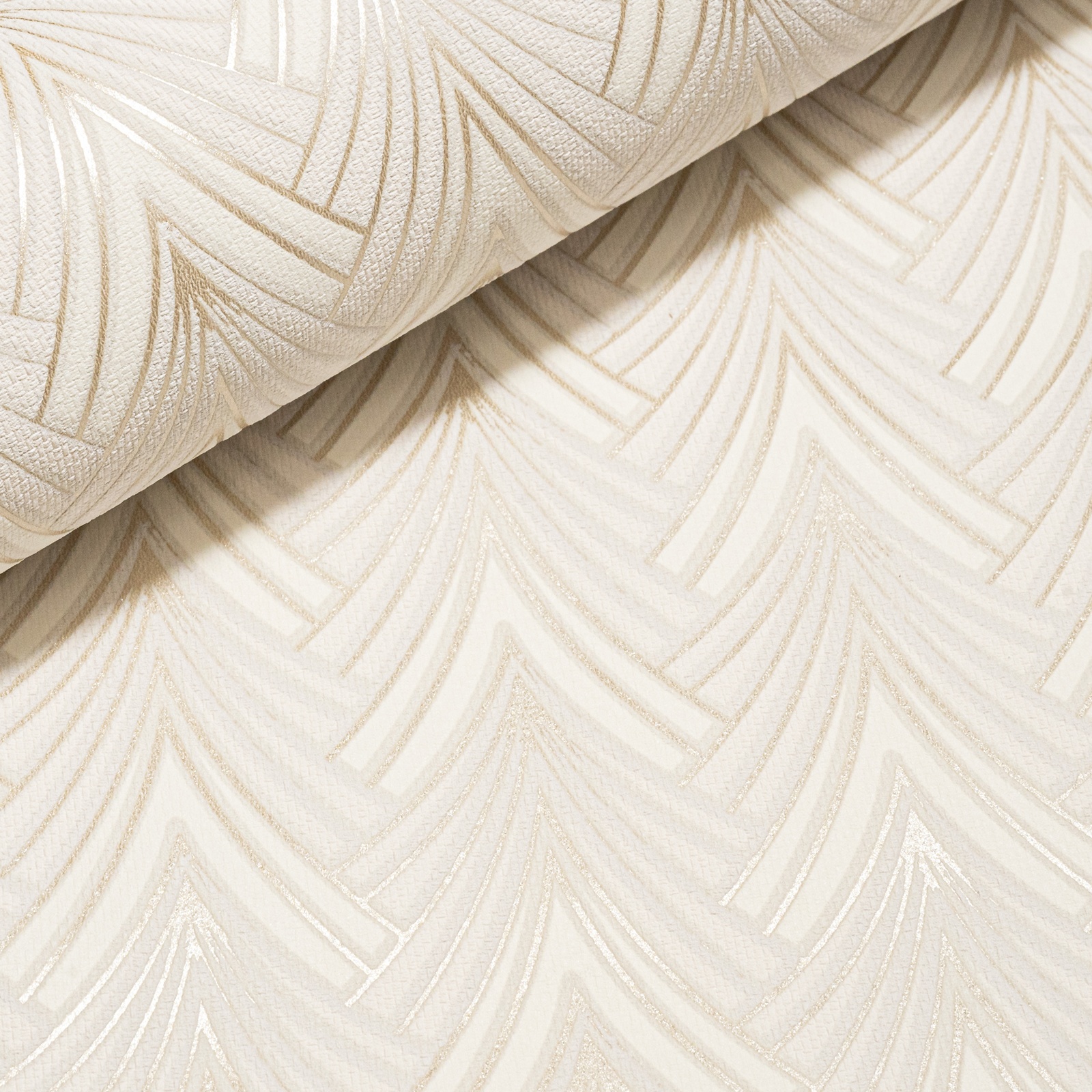 Cream Gold Geometric Metallic Shimmer Slightly Imperfect Wallpaper - Image 5