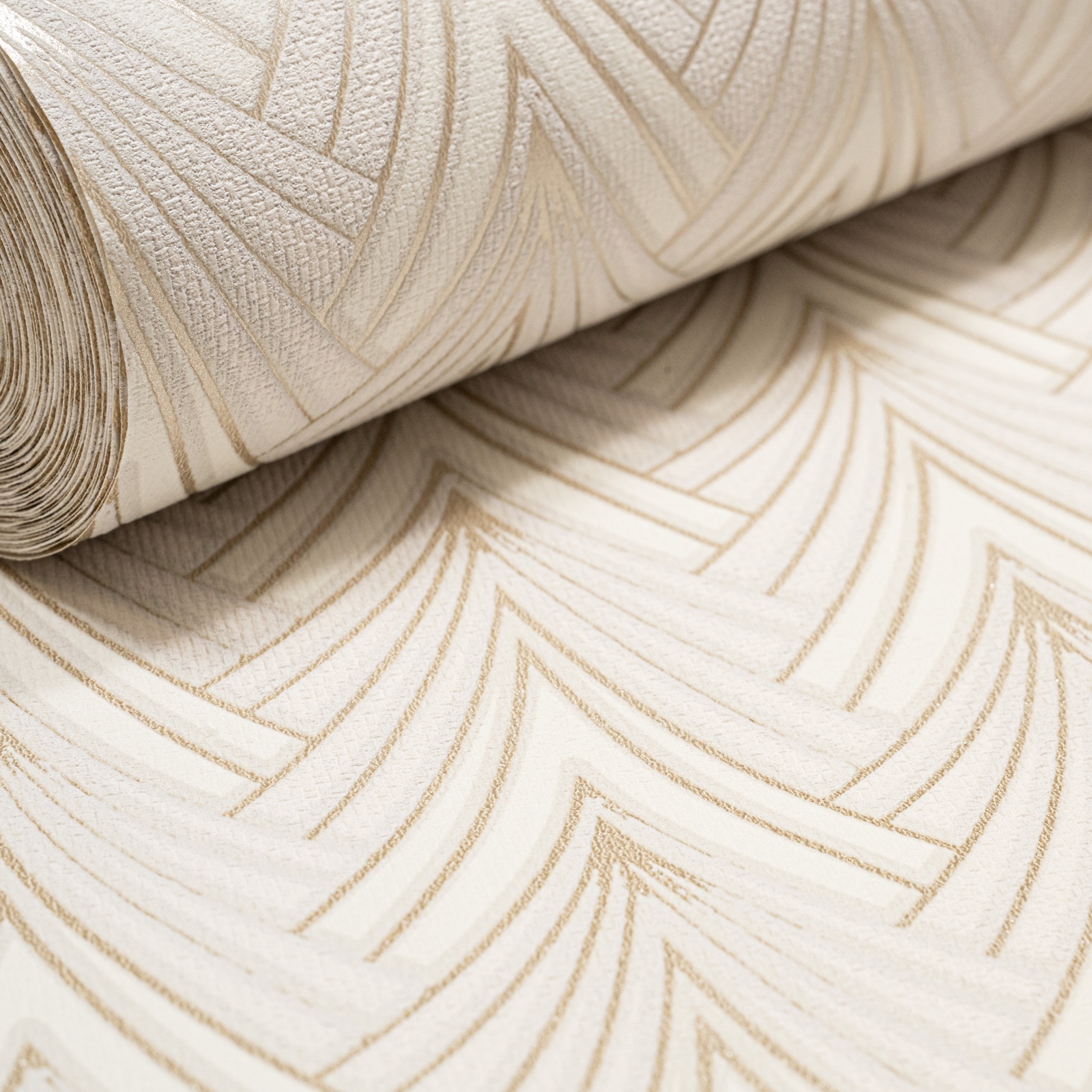 Cream Gold Geometric Metallic Shimmer Slightly Imperfect Wallpaper - Image 4