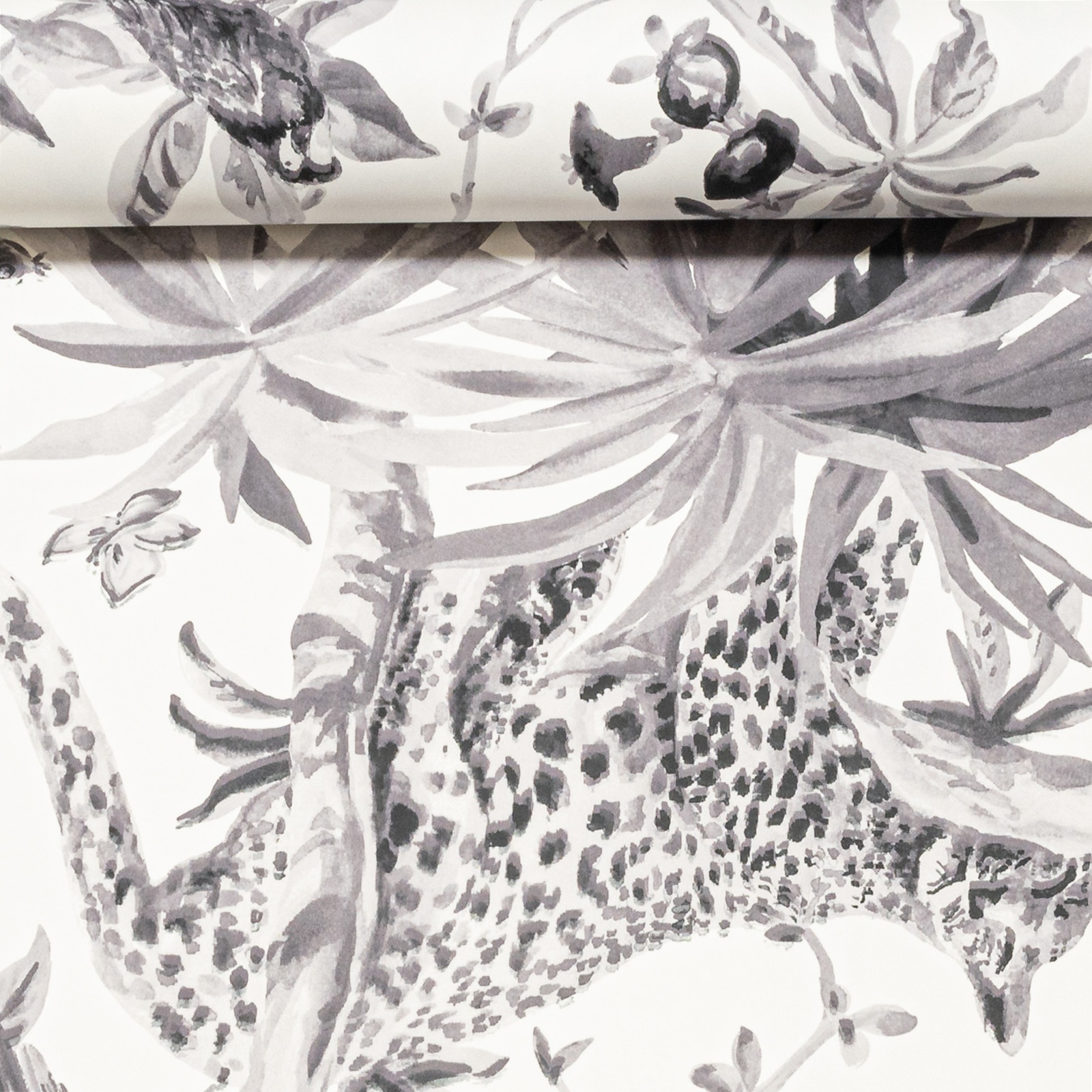 White Grey Jungle Palm Trees Smooth Finish Slightly Imperfect Wallpaper - Image 7