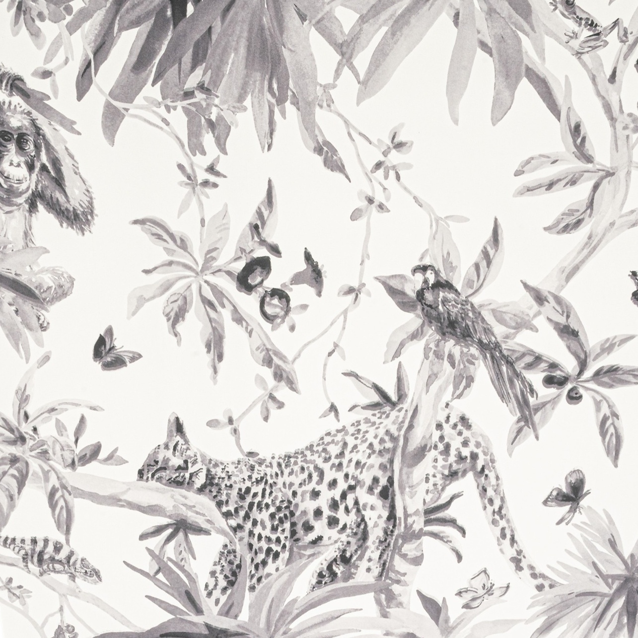 White Grey Jungle Palm Trees Smooth Finish Slightly Imperfect Wallpaper - Image 3