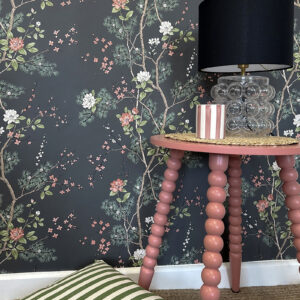 Bridget Floral Charcoal Oriental Feature Wallpaper